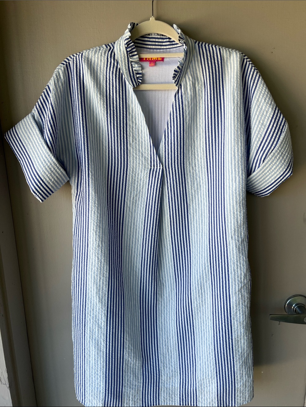 Women’s Blue and White Striped Short Sleeve dress